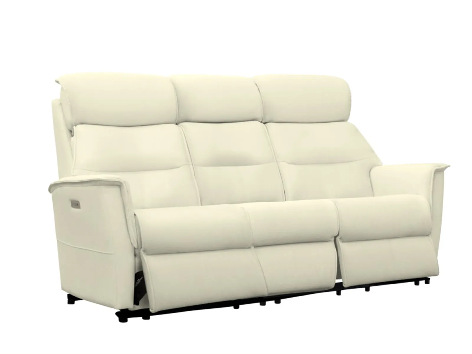 3 Seater Power Recliner Sofa With Headrest And Lumbar - Leather